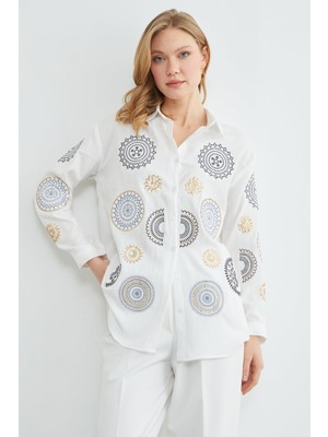 FullaModa Fullamodest Pullu Nakışlı Gömlek