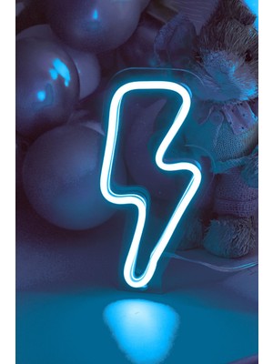 Normadia Çocuk Odası Için Neon LED Şimşek Şekilli Masaüstü Tablo 10X20 cm