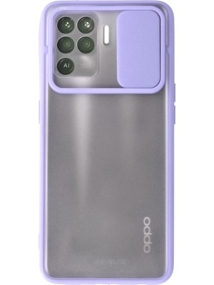 Mey İthalat Bfs   Reno 5 Lite Kılıf Palm Buzlu Kamera Sürgülü Silikon - Lila