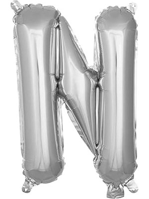 Skygo N Harfi 16 Inç Gümüş Renk Folyo Balon 36 cm (Gümüş)