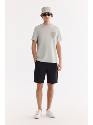 AVVA Erkek Siyah Yanı Lastikli Gofreli Relaxed Fit Chino Şort A61Y3730