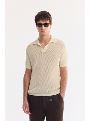 AVVA Erkek Bej Polo Yaka Soft Touch Comfort Fit Triko T-Shirt A61Y5045