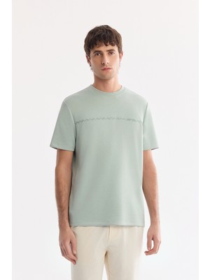 AVVA Erkek Mint Yeşil Bisiklet Baskılı Viskon Karışımlı Bi-Stretch İnterlok Regular Fit T-shirt A61Y1052