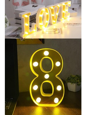 Normadia 3D LED Işıklı Rakam 8 Büyük Boy Organizasyon ve Doğum Günü Dekoru