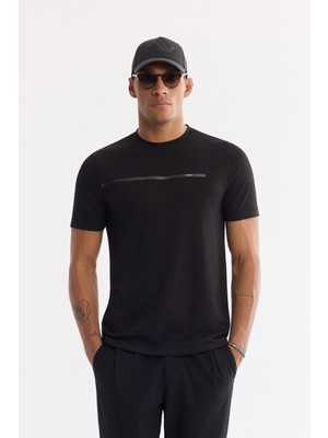 AVVA Erkek Ekru Bisiklet Yaka Bi-Stretch Regular Fit T-Shirt  A61Y1147