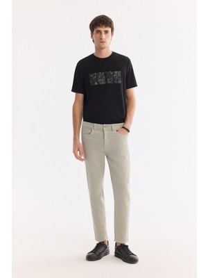 AVVA Erkek Nil Yeşili Pamuklu Elastan Roma Crop Slim Fit Jean Pantolon A61Y3522