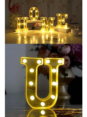 Normadia 3D LED U Harfi Dekoratif Işık Büyük Boy Doğum Günü Organizasyonu