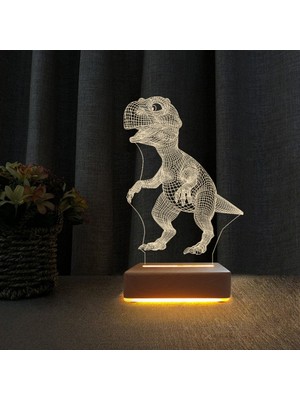 Normadia 3D Dinozor Gece Lambası Çocuk Odası Dekorasyonu Parlak Işık