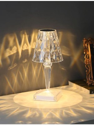 Normadia Şarjlı Kristal Masa Lambası, LED Abajur, Dokunmatik ve Kumandalı Rgbw