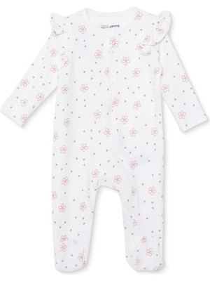 Hellobaby Hellobaby Kız Bebek Patikli Tulum Çiçek Baskılı Fermuarlı Bisiklet Yaka Uzun Paça Uzun Kol