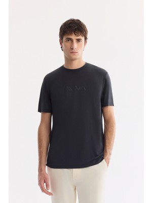 AVVA Erkek Siyah Bisiklet Yaka Modal Karışımlı Soft Touch Regular Fit T-Shirt A61Y1140