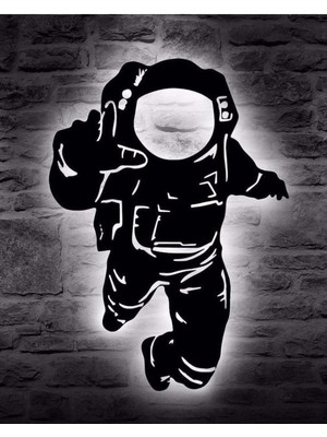 Normadia Yıldızlı Ledli Astronot Temalı Ahşap Duvar Süsü ve Tablo Seti