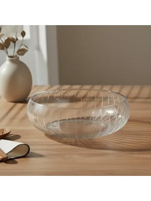 Skygo Şeffaf Cam Görünümlü Büyük Salata Kasesi – Dayanıklı Servis Kasesi, Sofra Sunum Kasesi (24 cm – 7 Cm)