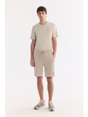 AVVA Erkek Bej Beli Lastikli Bağcıklı Bi-Stretch Soft Touch Regular Fit Şort A61Y3609