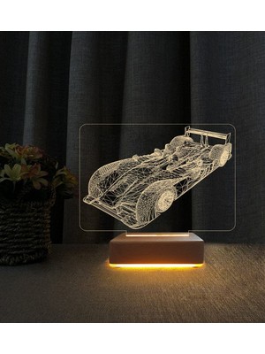Normadia 3D Yarış Arabası Tasarımlı LED Masa Lambası, Doğum Günü Hediye