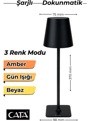 Normadia Şarjlı Dokunmatik Masa Lambası, 3 Renk LED Işık, Modern ve Şık Tasarım