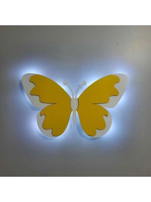 Normadia Çocuk Odası Ahşap Kelebek Ledli Dekoratif Gece Lambası