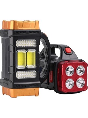 Nacario Solar ve USB Şarjlı LED + Cob El Feneri | 1500 Mah Şarjlı Taşınabilir Çalışma Işığı–su Geçirmez