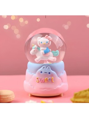 Hello Kitty Içi Dönmeli Püskürtmeli Işıklı Müzikli Kar Küresi Büyük Boy Model 2