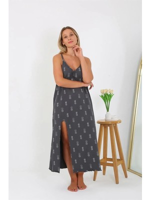 Çamaşır Kenti Kadın Büyük Beden Ip Askılı Uzun Gecelik