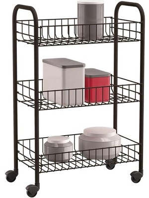 Skygo Sıena Black - Çok Amaçlı Taşıma Arabası. Tekerlekleri Mevcuttur. Siyah Renk. 63X41X23 Cm, 3 Sepet