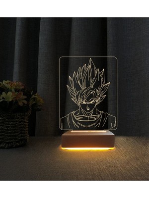 Normadia 3D Goku Masa Lambası, LED Işık, Çocuk Odası Dekorasyonu