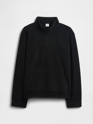 Gap Erkek Çocuk Siyah Relaxed Yarım Fermuarlı Sweatshirt