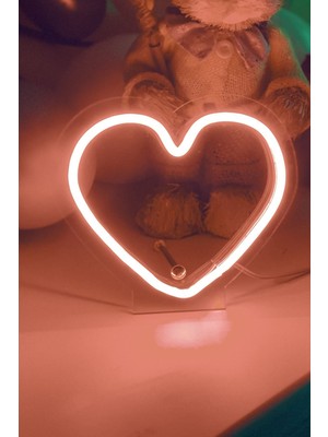 Normadia Kalp Şeklinde Neon LED Işıklı Çocuk Odası Tablo 15X13 cm