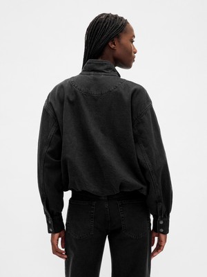 Gap Kadın Siyah Denim Bubble Ceket