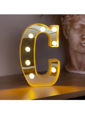 Normadia Büyük Boy 3D LED Işıklı C Harfi Organizasyon Dekoru, Doğum Günü Kutlama