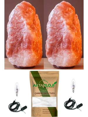 Normadia 2 Adet Himalaya Tuz Lambası + 1 kg Çankırı Yemeklik Kaya Tuzu Seti