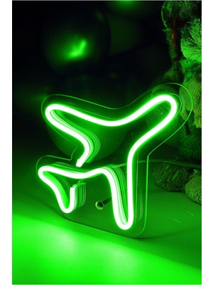Normadia Çocuk Odası Için Neon LED Uçak Şeklinde Masaüstü Tablo 16X16 cm
