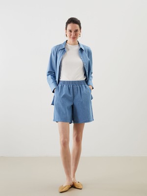 Lc Waikiki Yeni Sezon Beli Lastikli Kadın Jean Şort