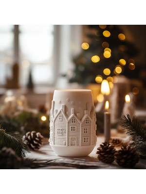 Normadia Şık Beyaz Masa ve Gece Lambası Seti, Tea-Light ile Parlaklık Sağlar