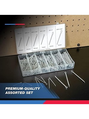 Skygo Neıko 50454A Kamalı Pim Çeşitleri | 555 Parça | Çinko Kaplama Üstün Kalite | Çelik Bölünmüş Pin Bağlantı Elemanı Klipsleri | Düz Tokalar | Pimleri Veya Somunlarını Yerinde Tutar