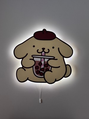 Normadia Sevimli Ahşap Sanrio Karakterli Ponpon Lambası, Çocuk Odası Için 32X30 cm
