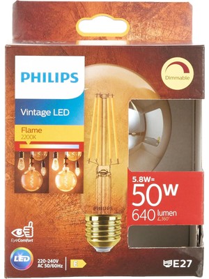 Skygo Ledcla 50W G95 E27 2200K Sarı Işık Gold Dim Edilebilir Filament LED Ampul