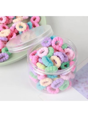 Toka Sepetim Yumuşak Renkli Lastik Toka Bebek Tokası 100'lü Kadınlar İçin Kutulu Aksesuar