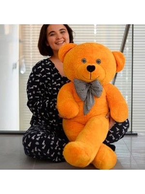 Skygo 100 cm Dev Pelüş,papyonlu Ayı,peluş,yumuşak ve Sevimli Büyük Boy,sarılmalık Ayı,papyonlu Ayıcık,sevgiliye Hediye Ayıcık (Sarı)