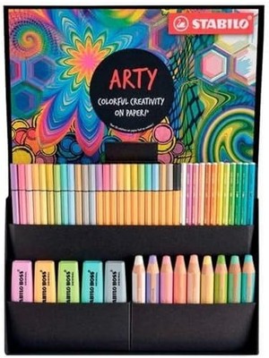 Skygo Pastel Mix Set Arty - Fosforlu Kalem, Çok Yetenekli Kalemler, Sulu Boya Kalemleri, Premium Keçeli Kalemler - 50'li Paket - Çeşitli Renkler