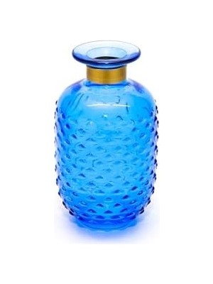 Skygo Boyunlu Saks Mavisi Cam Vazo (15 Cm)