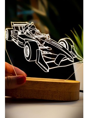 Normadia F1 Yarış Arabası Tasarımlı 3D LED Masa Lambası, Şık ve Modern Dekorasyon