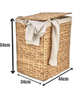 Skygo El Yapımı Doğal Hasır Katlanabilir Kirli Çamaşır Sepeti, Modern Çamaşır Sepeti, Katlananır Yer Kaplamayan Kirli Çamaşır Sepeti (44X34CMYÜKSEKLIK 54CM)