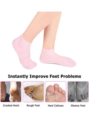 Skygo Kadınlar Için Silikon Çoraplar, Nemlendirici Ayak Çorapları, Yumuşak Jel Çoraplar, Aloe Çorapları, Kuru Ayakları Onarmak Için Kadın Spa Pedikür Çorapları, Çatlak Topuk ve Yumuşatma Kaba Cilt, Nasır