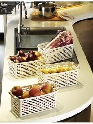 Skygo Çok Amaçlı Tutacaklı Organizer Sepet - Dolap Içi & Çekmece Düzenleyici Sepet Beyaz, 24121810018