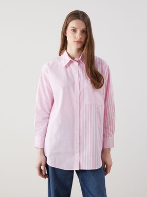 Lc Waikiki Yeni Sezon Çizgili Poplin Kadın Gömlek Tunik