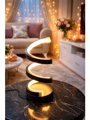 Normadia Modern Spiral LED Masa Lambası, 3 Renk Işık, Şık ve Fonksiyonel Tasarım