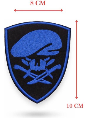 Single Sword Nakış Patch - Büyük Boy Bere-Bıçak Peç - SİYAH-MAVİ