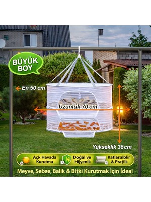 Neler Geldi Neler 2 Katlı Fermuarlı Meyve Sebze Bitki Kurutma Filesi | Katlanabilir Meyve Sebze Bitki Doğal Kurutma Sepeti