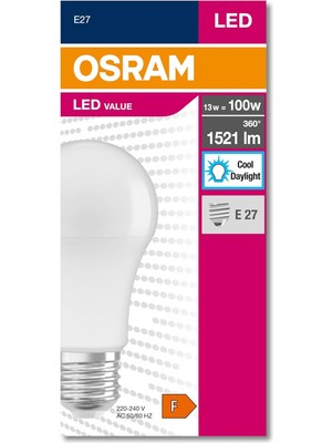 Skygo 4052899971042 LED Cla 100 13 W 1521 Lümen 6500 Kelvin Beyaz Işık E27 Duy Ampul, 12X6X6 cm